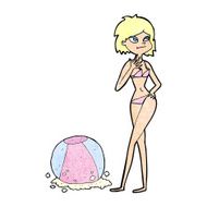 cartoon woman with beachball