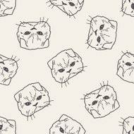 cat doodle drawing seamless pattern background N4