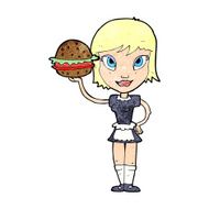 cartoon waitress with burger N7