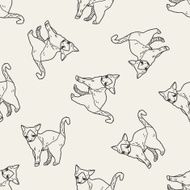 cat doodle drawing seamless pattern background N5