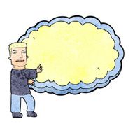 cartoon man presenting text space cloud