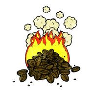 roasting coffee beans cartoon