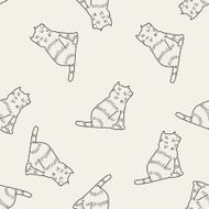 cat doodle drawing seamless pattern background N11