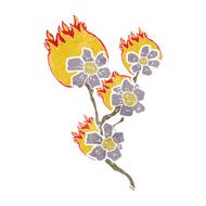 cartoon burning flowers