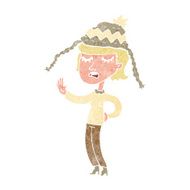 cartoon woman wearing winter hat N20