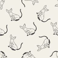 cat doodle drawing seamless pattern background N18