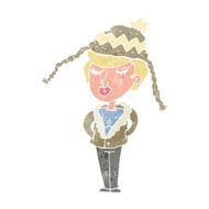 cartoon woman wearing winter hat N21