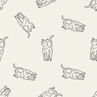cat doodle drawing seamless pattern background N19