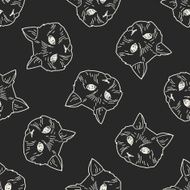 cat doodle drawing seamless pattern background N23