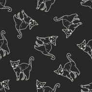 cat doodle drawing seamless pattern background N24