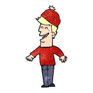 cartoon man wearing winter hat N30