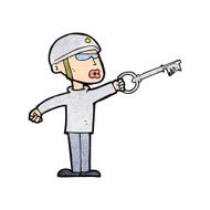 cartoon security guy with key N2