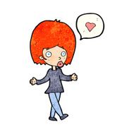 cartoon woman in love shrugging shoulders N2