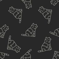 cat doodle drawing seamless pattern background N30