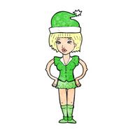 cartoon woman in christmas elf outfit N2
