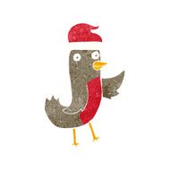 cartoon christmas robin wearing hat N2