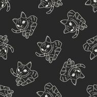 cat doodle drawing seamless pattern background N33