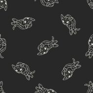 cat doodle drawing seamless pattern background N34