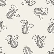doodle hot air balloon seamless pattern background N2