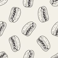 Doodle Hot Dog seamless pattern background N2