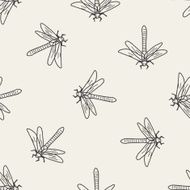 Dragonfly doodle seamless pattern background