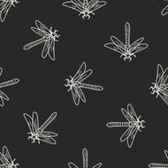 Dragonfly doodle seamless pattern background N2