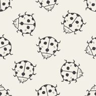 Ladybug doodle seamless pattern background
