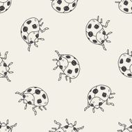 Ladybug doodle seamless pattern background N2