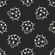 Ladybug doodle seamless pattern background N3