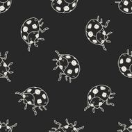 Ladybug doodle seamless pattern background N4