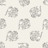 Leo Constellation doodle seamless pattern background N3