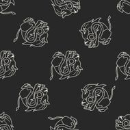 Leo Constellation doodle seamless pattern background N4