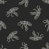 mosquito doodle seamless pattern background