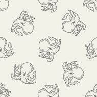 octopus doodle seamless pattern background