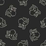 octopus doodle seamless pattern background N2