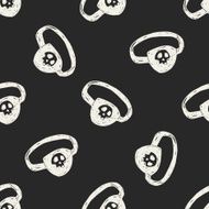 pirate eye mask doodle seamless pattern background N2