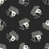 pirate ship doodle seamless pattern background N3