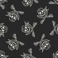 skull and knife doodle seamless pattern background