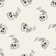 skull doodle seamless pattern background N4