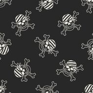 skull doodle seamless pattern background N5
