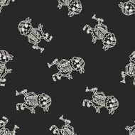 skull doodle seamless pattern background N6