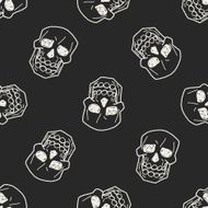 skull doodle seamless pattern background N7