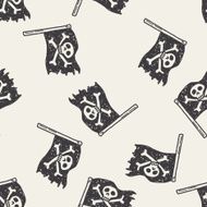 skull flag doodle seamless pattern background