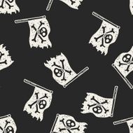 skull flag doodle seamless pattern background N2