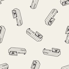dvd player doodle seamless pattern background