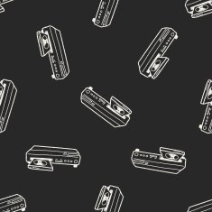 dvd player doodle seamless pattern background N2