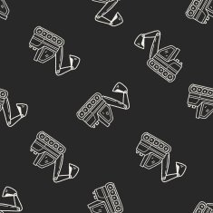 Excavator doodle seamless pattern background