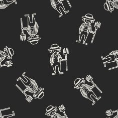farmer doodle seamless pattern background N2