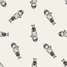 Flight Attendant doodle seamless pattern background