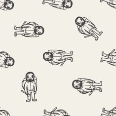 gas mask doodle seamless pattern background